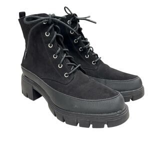 Merry Scott Black Lugg Sole Combat Lace Up Boots Fabric Womens 9 Goth Grunge